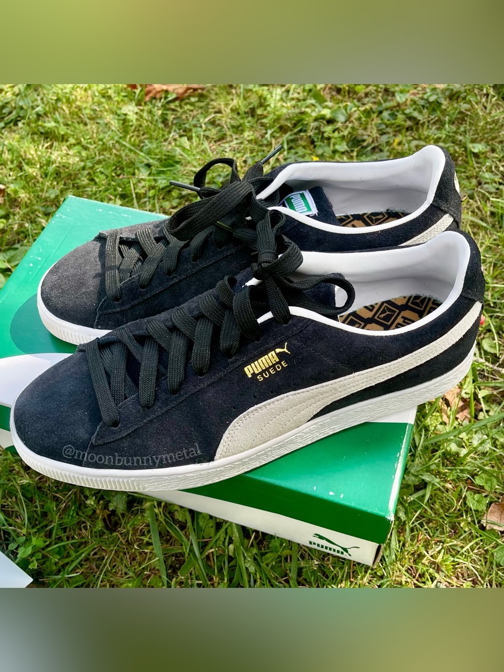 Puma Men's Suede Classic XXI Sneakers low top Black White Leather Shoes 11